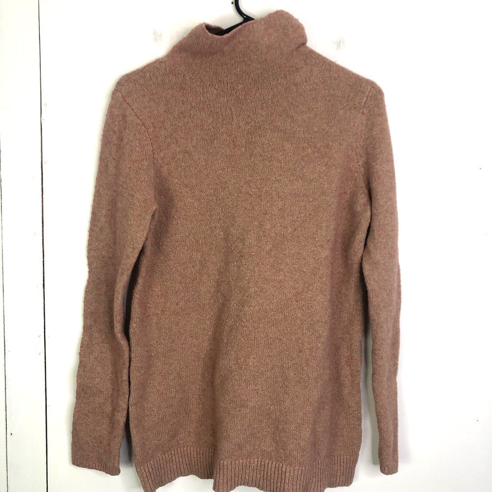 J Jill Sweater Womens S Mock Neck Tight Knit Marled Tan Pink Career Office